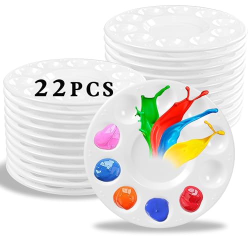 22pcs Paint Palettes, Plastic Paint Tray Palette, Paint Pallets for Kids or Students to DIY Craft Class or Art Class, White
