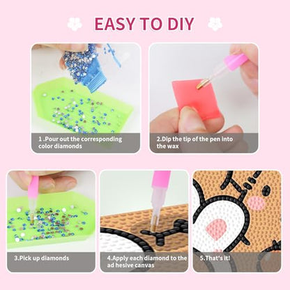 PERFECTSIGHT Cute 5D Diamond Art Kits, Kawaii DIY Painting Art for Adults Teen, 4 Pack Diamond Arts and Crafts Sets, Big Gem Full Drill Diamond Dots for Women (Capybara) - style: Capybara