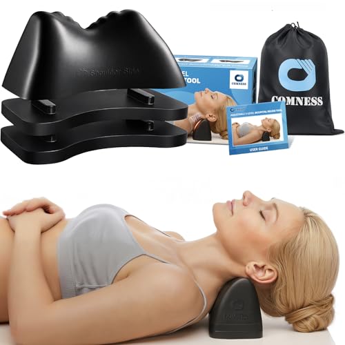 Comness 3-Level Occipital Release Tool for TMJ Relief & Pivotal Therapy - Neck Stretcher Pillow with Non-Slip Base, Height Adjustable Cervical Traction for Neck, Shoulder and Back