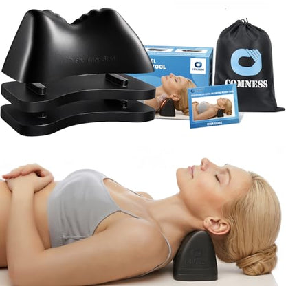 Comness 3-Level Occipital Release Tool for TMJ Relief & Pivotal Therapy - Neck Stretcher Pillow with Non-Slip Base, Height Adjustable Cervical Traction for Neck, Shoulder and Back