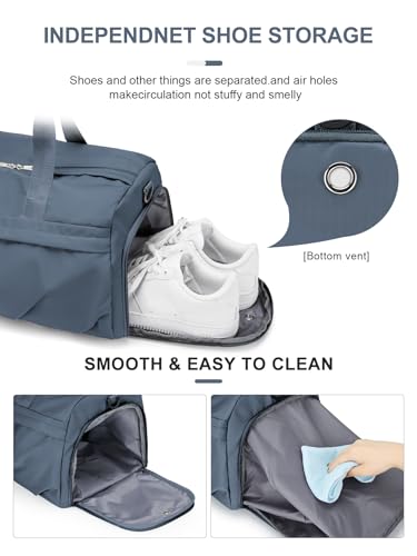 Gym Bag for Women with Shoe Compartment, Sport Travel Duffel Bag for Men - color: Dusty Blue