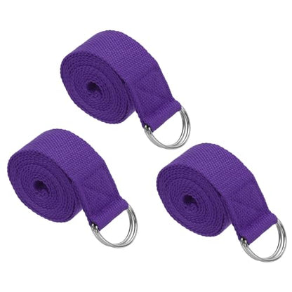 PATIKIL Yoga Strap for Stretching Cotton Yoga Belt with Adjustable Metal D-Ring Buckle Stretch Band for Fitness Pilates - color: Dark Purple