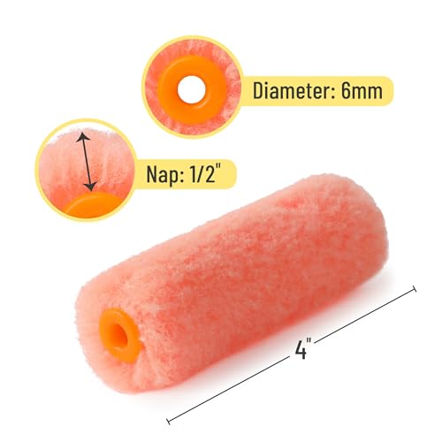 Bates- Paint Rollers, 4 inch Paint Roller with 10 Covers, Wall Painting Tool - color: Orange, size: 4 inch Paint Roller+10 Covers