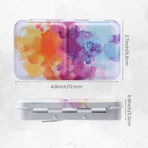 Watercolor Palette Empty with 14PCS Watercolor Half Pans - Sturdy Empty Watercolor Palette Tin - Watercolor tin for Gouache, Watercolor and Acrylic Painting - style: Multicolored