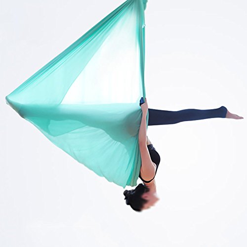 F.Life Aerial Silk Yoga Hammock & Swing for yoga Inversion,Strength training,starter hardware kit - color: turquoise