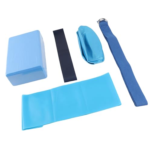 5Pcs Yoga Fitness Set, Yoga Blocks with Stretch Belt, Latex Towel and Resistance Loop, Complete Workout Kit for Home Gym, Includes Yoga Ball for Pilates, Stretching and Strength Tr
