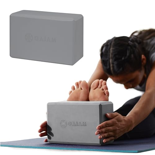 Gaiam Yoga Block - Supportive Latex-Free Eva Foam - Soft Non-Slip Surface with Beveled Edges for Yoga, Pilates, Meditation - color: Grey, style: 1 Block