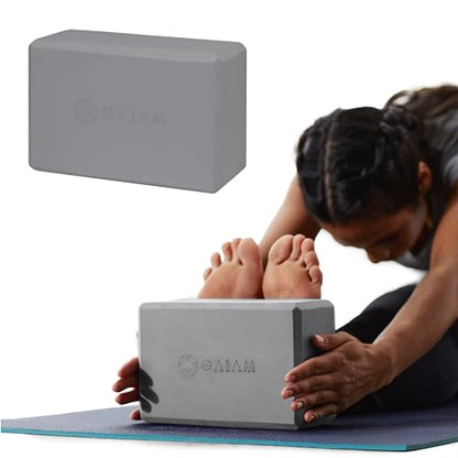 Gaiam Yoga Block - Supportive Latex-Free Eva Foam - Soft Non-Slip Surface with Beveled Edges for Yoga, Pilates, Meditation - color: Grey, style: 1 Block