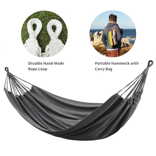 Brazilian Double Hammock with Tree Straps, Extra Large, 450 lbs Capacity - color: Dark Grey, size: X-Large