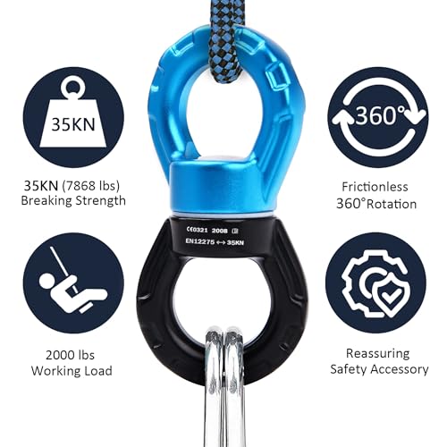 PACEARTH Swing Swivel 35KN Breaking Strength 360° Rotator Safety Rotational Device Hanging Accessory for Rock Climbing, Hanging Hammock, Web Tree Swing, Aerial Dance, Children's Swing Spinner Hanger