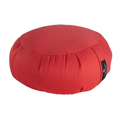 Hugger Mugger Zafu Meditation Cushion - Support in Cross-Legged Sitting, Buckwheat Filled, Durable Fabric, Convenient Handle, Handmade in USA - color: Poppy