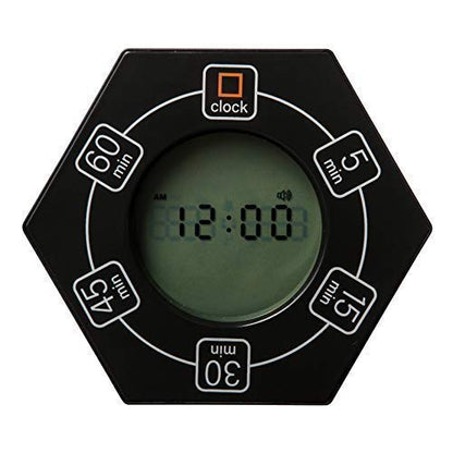 Home & Office Timer with Clock, 5,15, 30, 45, 60 Minute Preset Countdown Timer, Easy-to-Use Time Management Tool (Black) - color: Black - 5, 15, 30, 45, 60 Min
