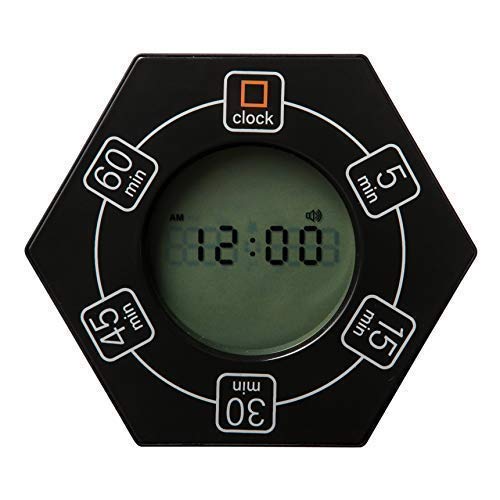 Home & Office Timer with Clock, 5,15, 30, 45, 60 Minute Preset Countdown Timer, Easy-to-Use Time Management Tool (Black) - color: Black - 5, 15, 30, 45, 60 Min