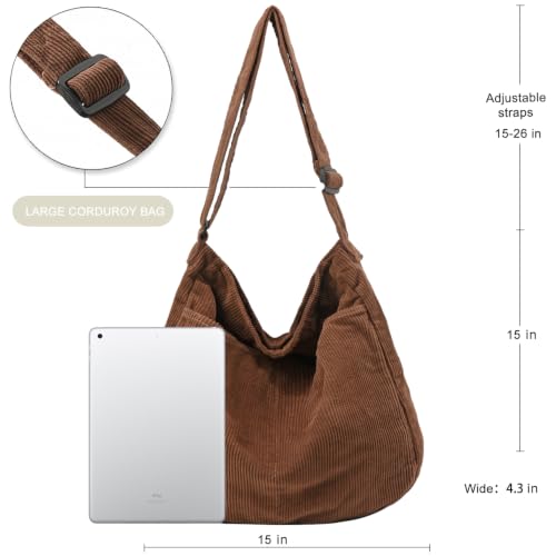 Canvas Tote Bag Casual Hobo Crossbody Shoulder Bag for Women and Men Large Purse Messenger Bag Travel Work - color: 2-brown