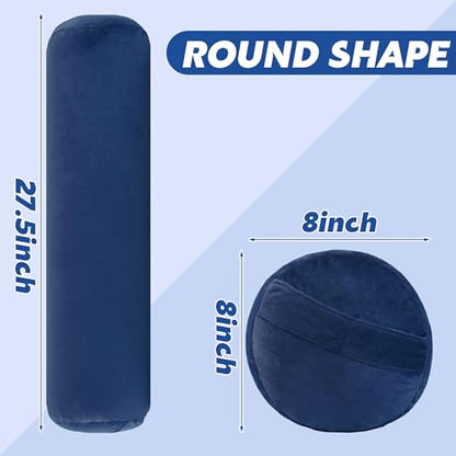 MABOZOO Round Yoga Pillow, Cylindrical Yoga Bolster Pillow with Washable Cover, Meditation Cushion Body Cushion for Practice, Restorative, Meditation - color: Blue