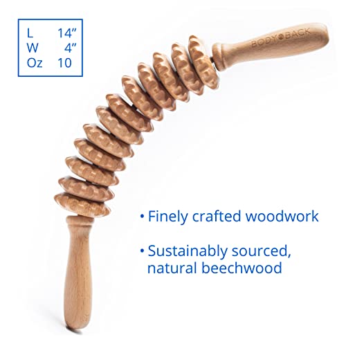 Body Back Wooden Curved Therapy Roller, Massage Tool for Muscle Pain Relief - size: Curved