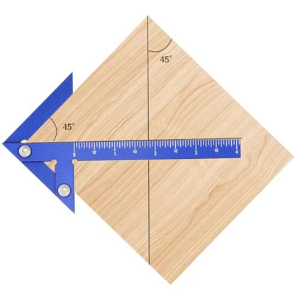 Aluminum Imperial Circle Center Positioning, 45/90 Degree Positioning Ruler, Right Angle Positioning, Centerline Positioning, Multi-Function Arrow Ruler, High-Precision Measuring Ruler,044BL - color: Blue(Imperial)