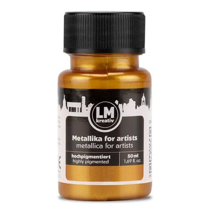 Metallic Acrylic Paint 1.69 fl oz - Gold - Premium Metallic Paint for Artists and Crafters. High Coverage, Lightfast & Durable. Ideal for Canvas, Wood, Ceramic & More - color: Gold