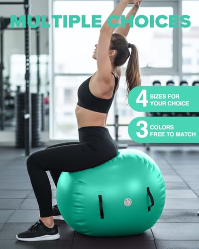 Gymnastics Air Roller Air Barrel Inflatable Tumbling Mat Tumble Air Spot - Gymnastics Training Springboard - Round Inflatable Springboard with Pump for Yoga Training Cheerleading Home Use - color: Green, size: （H）39.37inch*(Diam)31.5inch