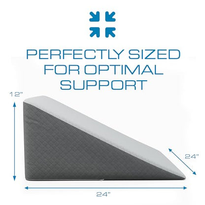 Kolbs Bed Wedge Pillow for Sleep Apnea, FSA Eligible Acid Reflux, and Back Pain Relief, with Chic Jacquard Cover - Headboard Wedges for Sleeping (Standard Wedge 12" Height) - size: Standard Wedge 12" Height - Grey