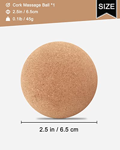 KITWILD Cork Massage Ball, 2.5 Inch | High Density Fine Particles, Deep Tissue Muscle Massage, Myofascial Release, Yoga Therapy, Lightweight Lacrosse - style: 1 Pack (2.5'')