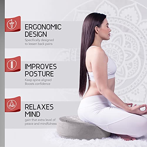 Florensi Yoga & Meditation Bundle | Grey Meditation Cushion & Yoga Wheel 3 Pack