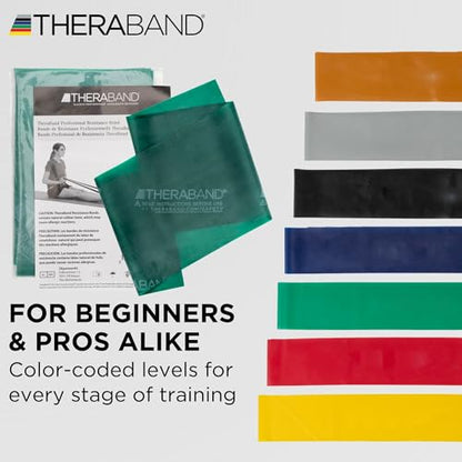 THERABAND Professional Latex Resistance, Workout Band, Exercise, 6', Green - color: Green - Heavy, size: 1 Count