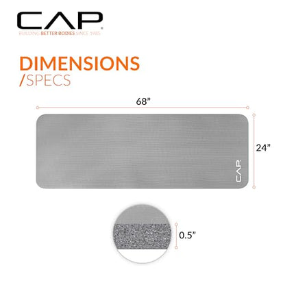 CAP Barbell 1/2-Inch High Density Exercise Yoga Mat with Strap | Multiple Options - color: Gray, style: Yoga Mat