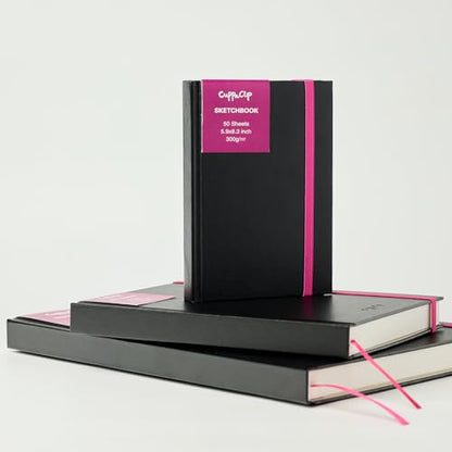 CuppaClip Sketch Book Hardcover Drawing Pad 300GSM Acid-Free Paper Spiral Bound Sketchbook 50 Sheets/100 Pages Art Supplies (Hardcover, 5.9x8.3in) - color: Hardcover, size: 5.9x8.3in
