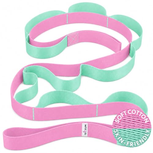 TECEUM Stretching Strap with 10 Loops for Physical Therapy & Rehab - color: Lavender Green, size: Polyсotton 1.5” W - 10 Loops