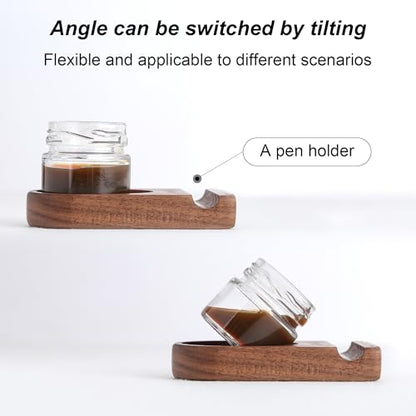 Wooden Calligraphy Brush Holder with Glass Inkwell Container, Set with Angled Tip Holder Base (Upgraded One Glass Ink) - style: Upgraded One Glass Ink