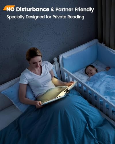Glocusent Willow Book Light for Reading in Bed, 10 LED Bright Reading Light | 3 Colors & 3 Brightness, Rechargeable, 80Hrs, Lightweight, Clip on, Christmas Stocking Stuffers, Gifts, Book Lovers, Reader - color: Black