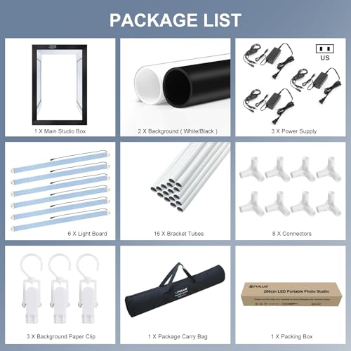 PULUZ Professional Large Photo Light Box Photography Studio, 47x31x78inch Large Lightbox Photo Video Continuous Lighting Softbox Shooting Tent Kit with 2 Colors PVC Backdrops - size: 47*31 Inch
