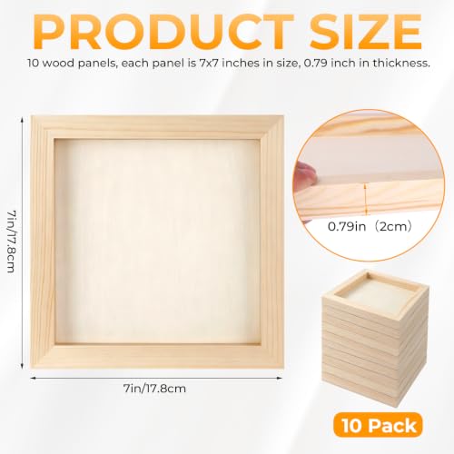 FSWCCK 10 Pack 7 x 7 inch Wood Panel Boards, Unfinished Wood Canvas Panels for Crafts, Painting Canvas, DIY Art Projects, Pouring, Arts Use with Oils, Acrylics - size: 7"X 7" 10 Pack
