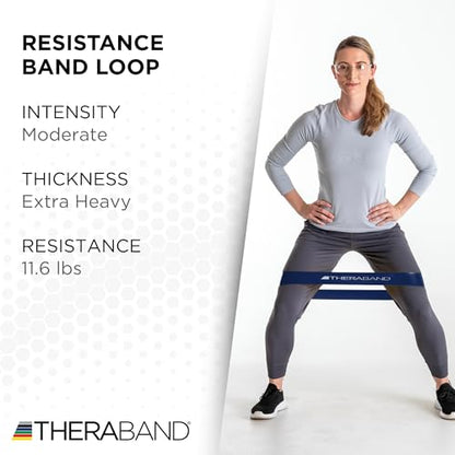 THERABAND Resistance Band Loop, Professional Latex Mini Band for Lower Pilates, Crossfit, Yoga, Stretching, Physical Therapy, Strength Training no Weights, 18 Inch, Blue, Extra Heavy, Advanced Level 1 - color: Blue - Extra Heavy, size: 18 Inch