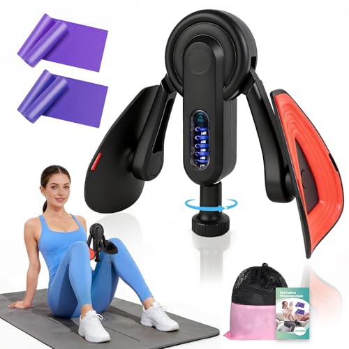 Thigh Trainer for Women, 15-80LB Adjustable Resistance with Resistance Band | Inner Thigh Exerciser for Pelvic Floor Muscle, Shaping, Yoga & Home Fitness, Includes a Storage Pouch and Training Manual