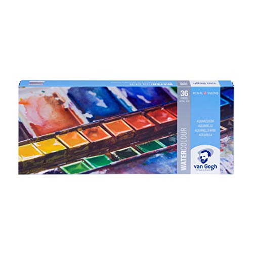 Van Gogh Watercolor Paint Set, General Selection, 36 Half-Pan | Professional-Grade Watercolor Paint with High Lightfastness, Intense Colors with Uniform Viscosity - color: 36 General (Metal Tin), style: Half Pan