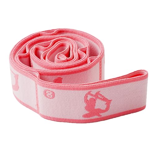 8 Loop Elastic Yoga Band, Soft Fabric Stretch Strap with Numbers for Ballet Dance Gymnastics - color: Pink