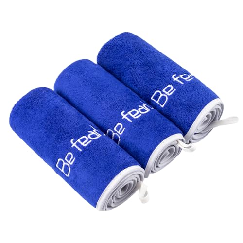 Microfiber Gym Towels for Men Women Workout - 14"x29" - Set of 3 - color: Navy Blue