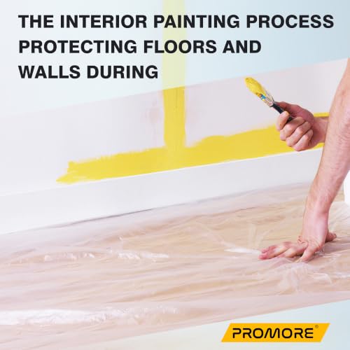 6 Pack Plastic Drop Cloth, 12x9 Ft, Disposable | Painter's Sheeting & Tarps for Painting, Furniture, Walls, and Floor Protection - size: 0.5mil-6Pack