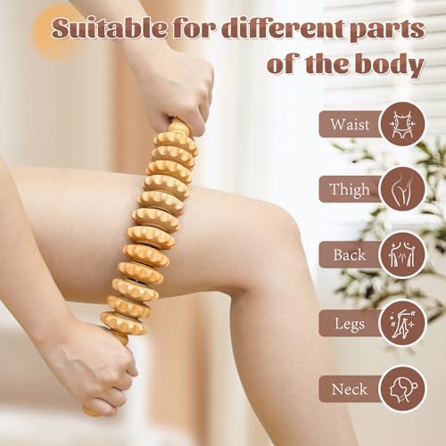 Curved Wood Therapy Massage Roller Tools,Wooden Lymphatic Drainage Massager,Cellulite Massage Tool & Muscle Roller Stick for Cellulite Reduction,Muscle Tension and Body Shaping