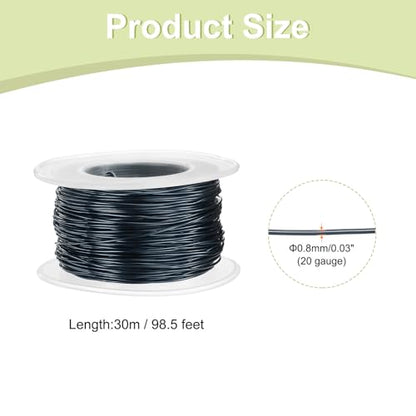HARFINGTON 20 Gauge Aluminum Craft Wire 0.8mm 98.5ft Flexible Bendable Anodized Metal Jewelry Sculpting Wire for Jewelry Making Modelling Craft DIY, Black - color: Black, size: 30M x 0.8mm
