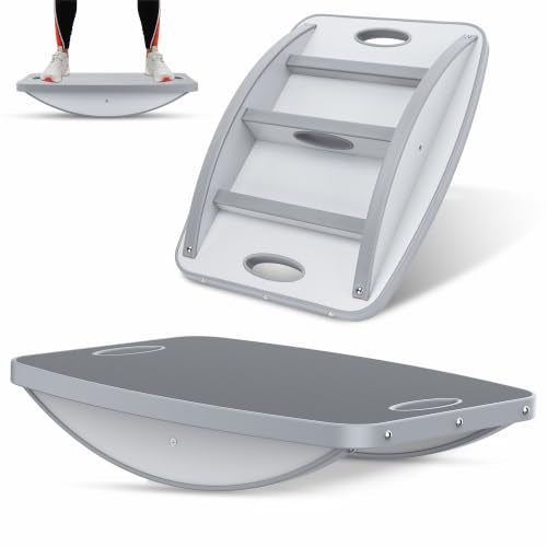 Advanced Wooden Balance Board, Portable Non-Slip 500 lb Rocking wobble board, Physical Therapy, Yoga Practice, Core Strength Stability Balance Training Board for Men, Women, Children and Seniors - color: Advanced Gray