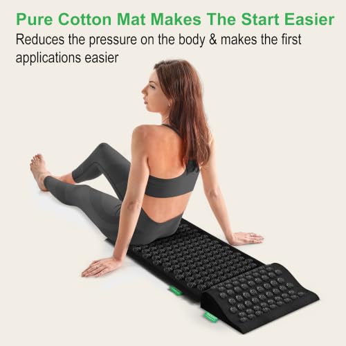 Acupressure Mat and Pillow Set - Full Body Acupuncture Mat | Premium Eco-Friendly Linen and Coconut Fiber Mat. Ideal for Full Body Pain Relief, Stress Reduction & Muscle Relaxation - size: XL-3Piece