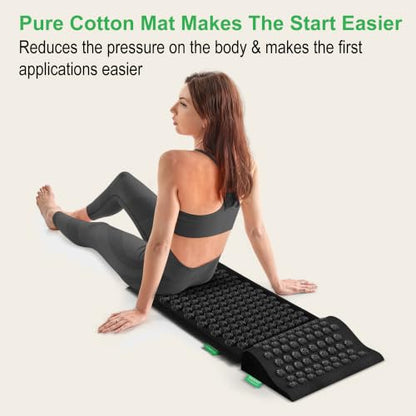Acupressure Mat and Pillow Set - Full Body Acupuncture Mat | Premium Eco-Friendly Linen and Coconut Fiber Mat. Ideal for Full Body Pain Relief, Stress Reduction & Muscle Relaxation - size: XL-3Piece