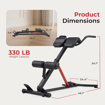 Sunny Health & Fitness Multi-Function Roman Chair - color: Dark Grey