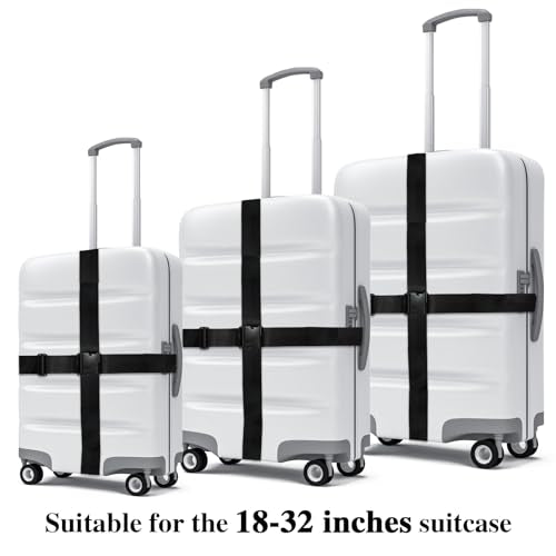 6 Pieces Luggage Straps Patterned Luggage Strap Suitcase Straps Luggage Belt Adjustable Travel Luggage Belt Strap with Quick Release Buckle, 2 inches Wide by 72 inches Long (Pure Black Style) - style: Pure Black Style
