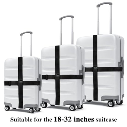 6 Pieces Luggage Straps Patterned Luggage Strap Suitcase Straps Luggage Belt Adjustable Travel Luggage Belt Strap with Quick Release Buckle, 2 inches Wide by 72 inches Long (Pure Black Style) - style: Pure Black Style