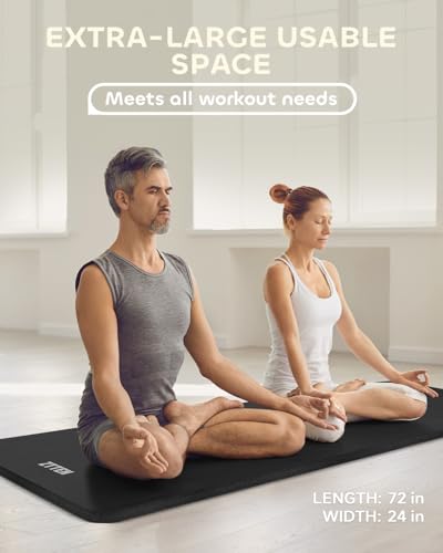 Yoga Mat 1'' Thick - Non-slip & Strong Support - Gymnastics, Exercise & Workout Mat for Home Gym, Yoga, Pilates, Stretching, and Fitness