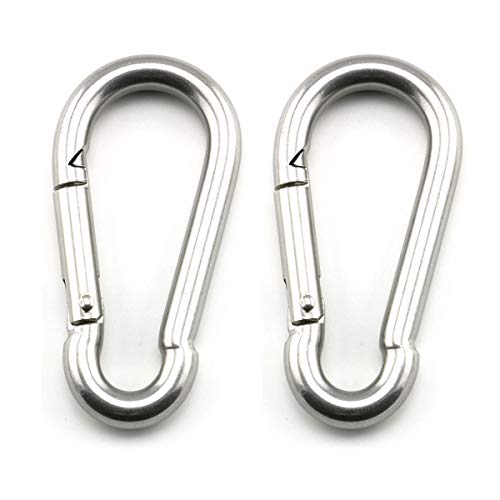 heyous 2 Set M8 Suspension Ceiling Wall Mount U Hook Anchor Hanger Stainless Steel Heavy Duty Multi Purpose Hammock Swing Ceiling Hook Square Base Plate with Snap Hook - color: Square, size: M8